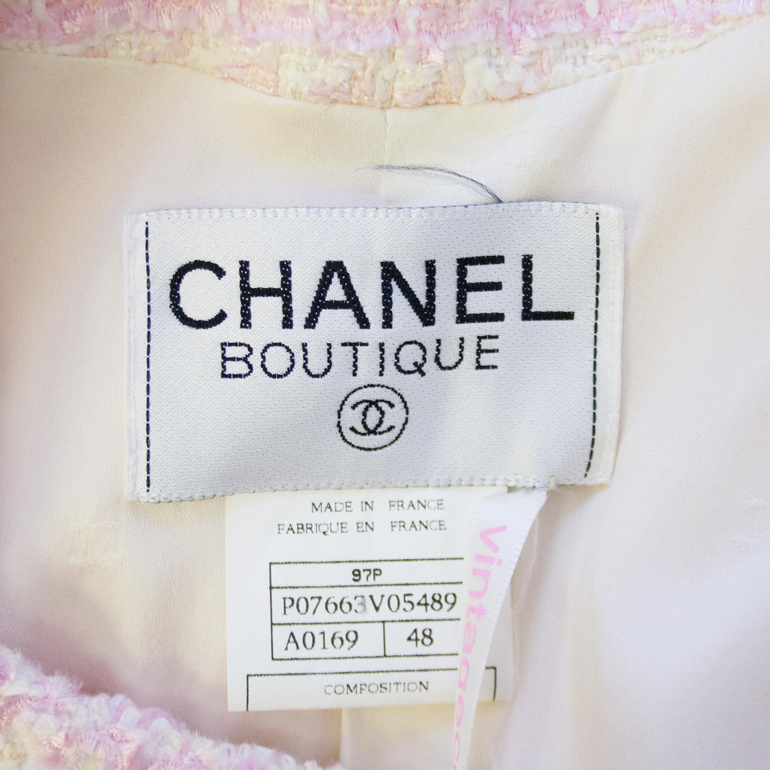 Gray Chanel Spring 1998 Pink Bouclé 3/4 Length Jacket 