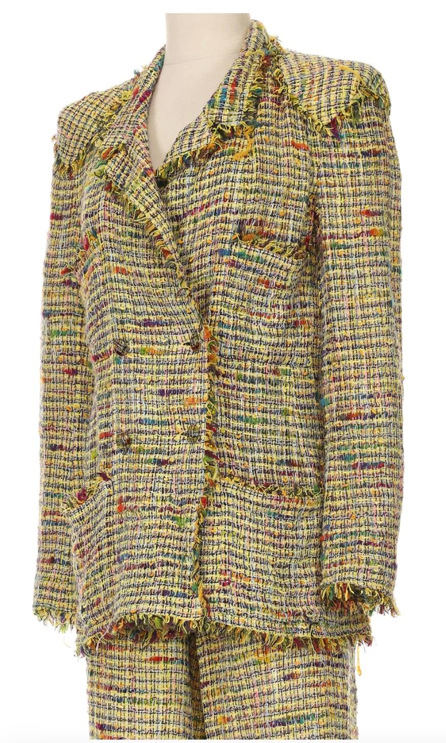 Tailleur pantalon en tweed Chanel printemps 1998 Excellent état - En vente à New York, NY