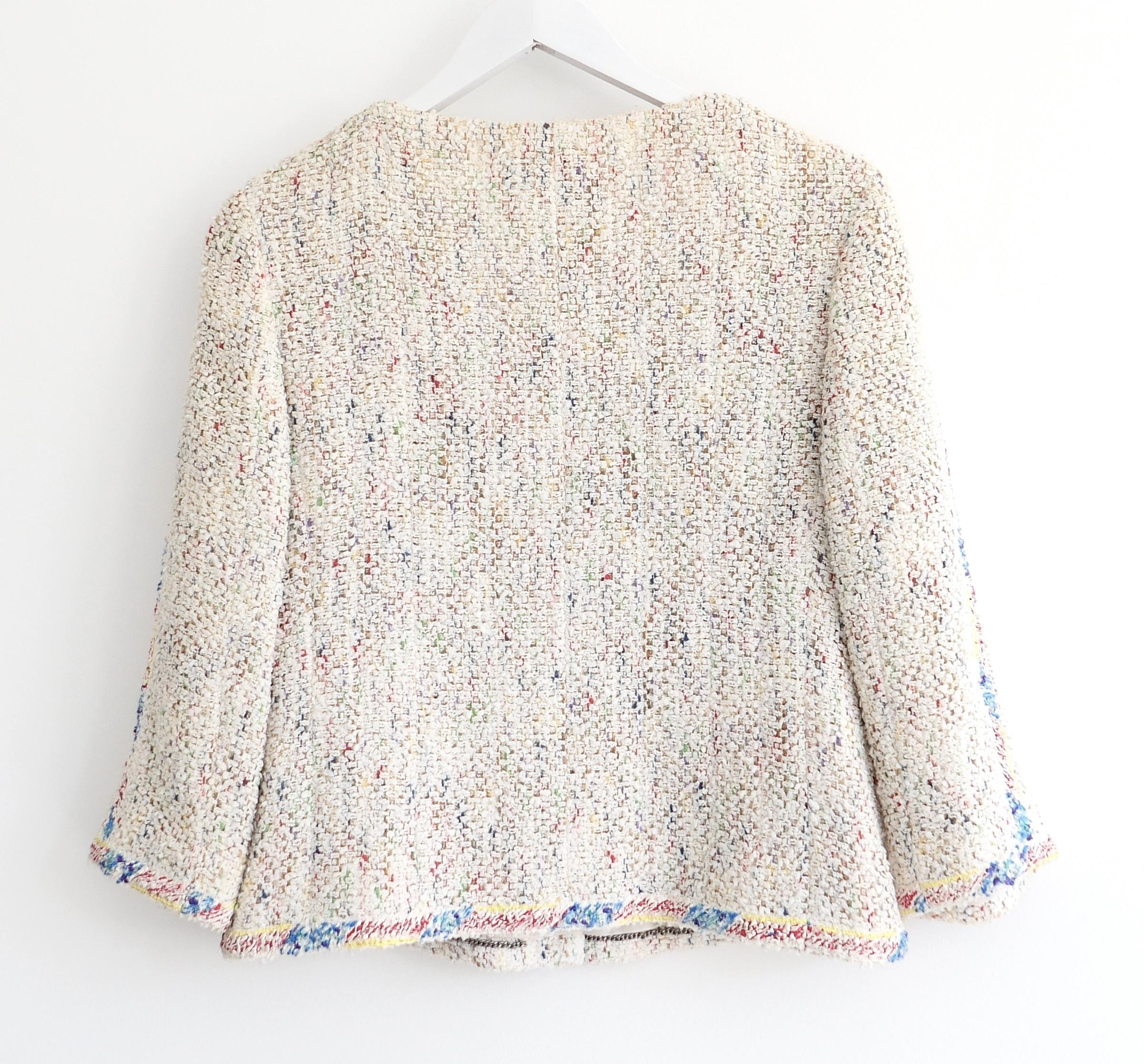 Chanel Spring 1999 99P Candy Tweed Puff Paint Trim Jacket For Sale 1