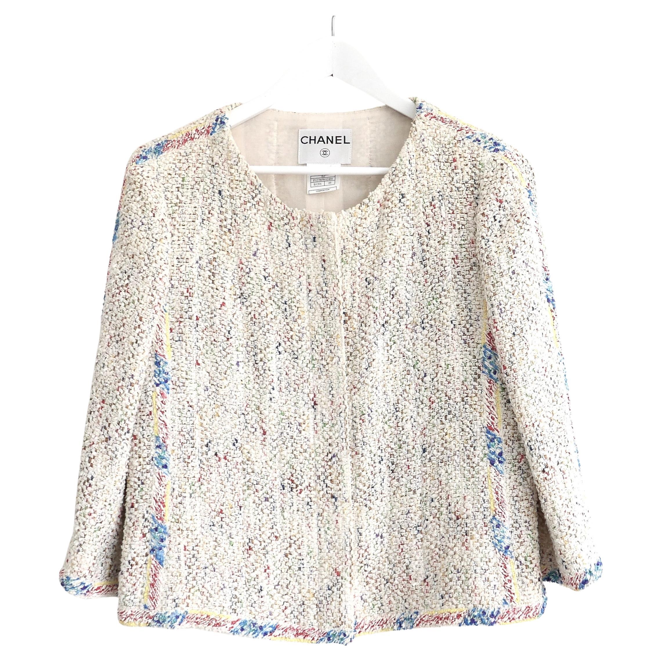 Chanel Frühjahr 1999 99P Candy Tweed Puff Paint Trim Jacke