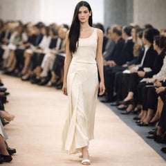 Chanel Spring 1999 Eggshell Silk Asymmetric Panel Skirt France HTF Rare