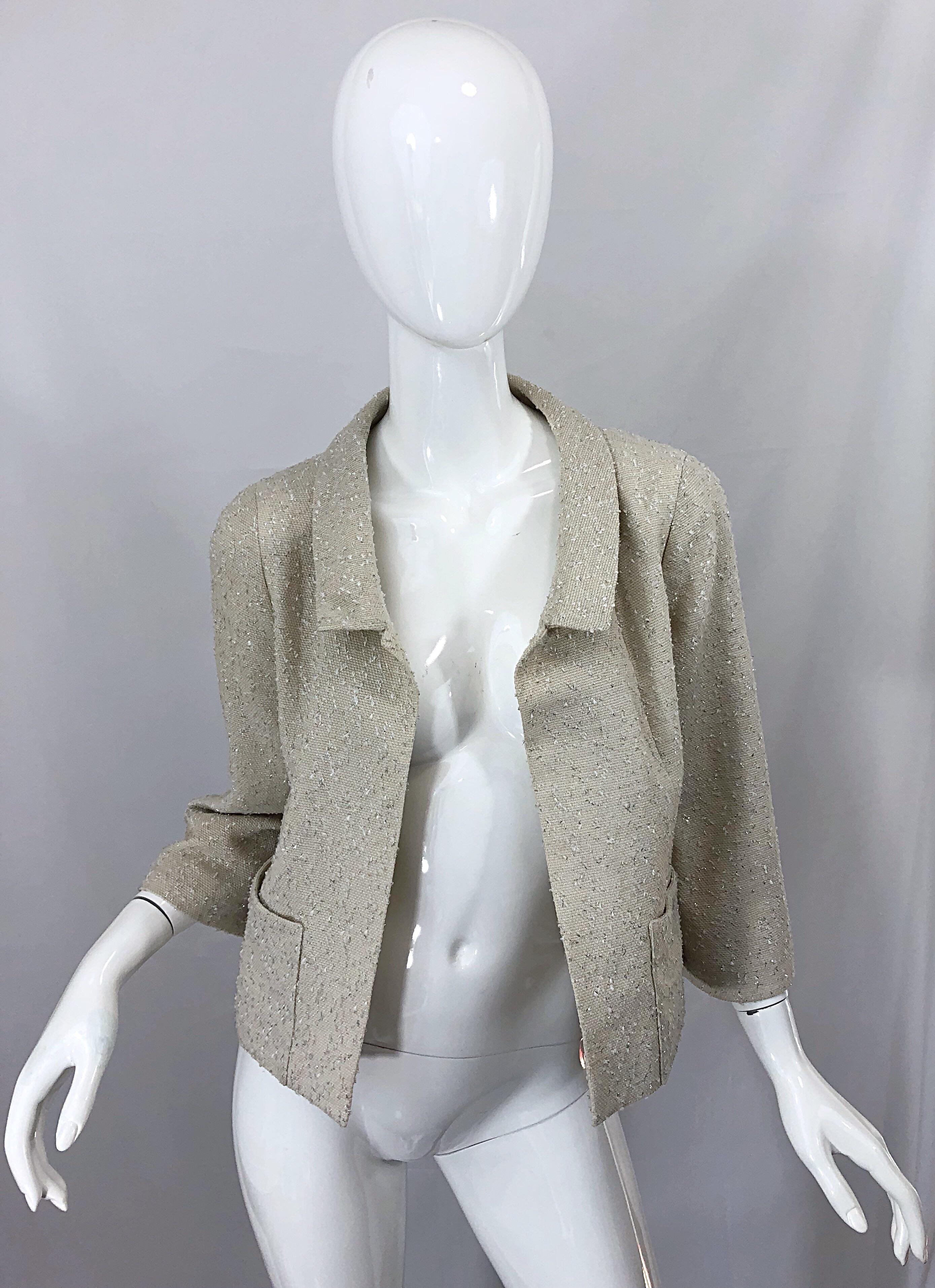 Chanel Spring 1999 Size 36 Fantasy Tweet Ivory Silver Vintage Cropped Jacket 99P 6