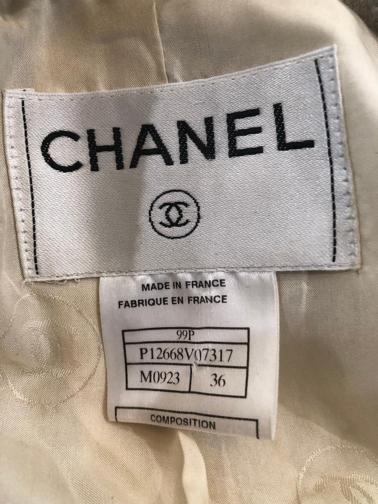 Chanel Spring 1999 Size 36 Fantasy Tweet Ivory Silver Vintage Cropped ...