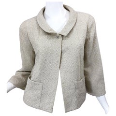 Chanel Frühjahr 1999 Größe 36 Fantasy Tweet Elfenbein Silber Vintage kurze Jacke 99P