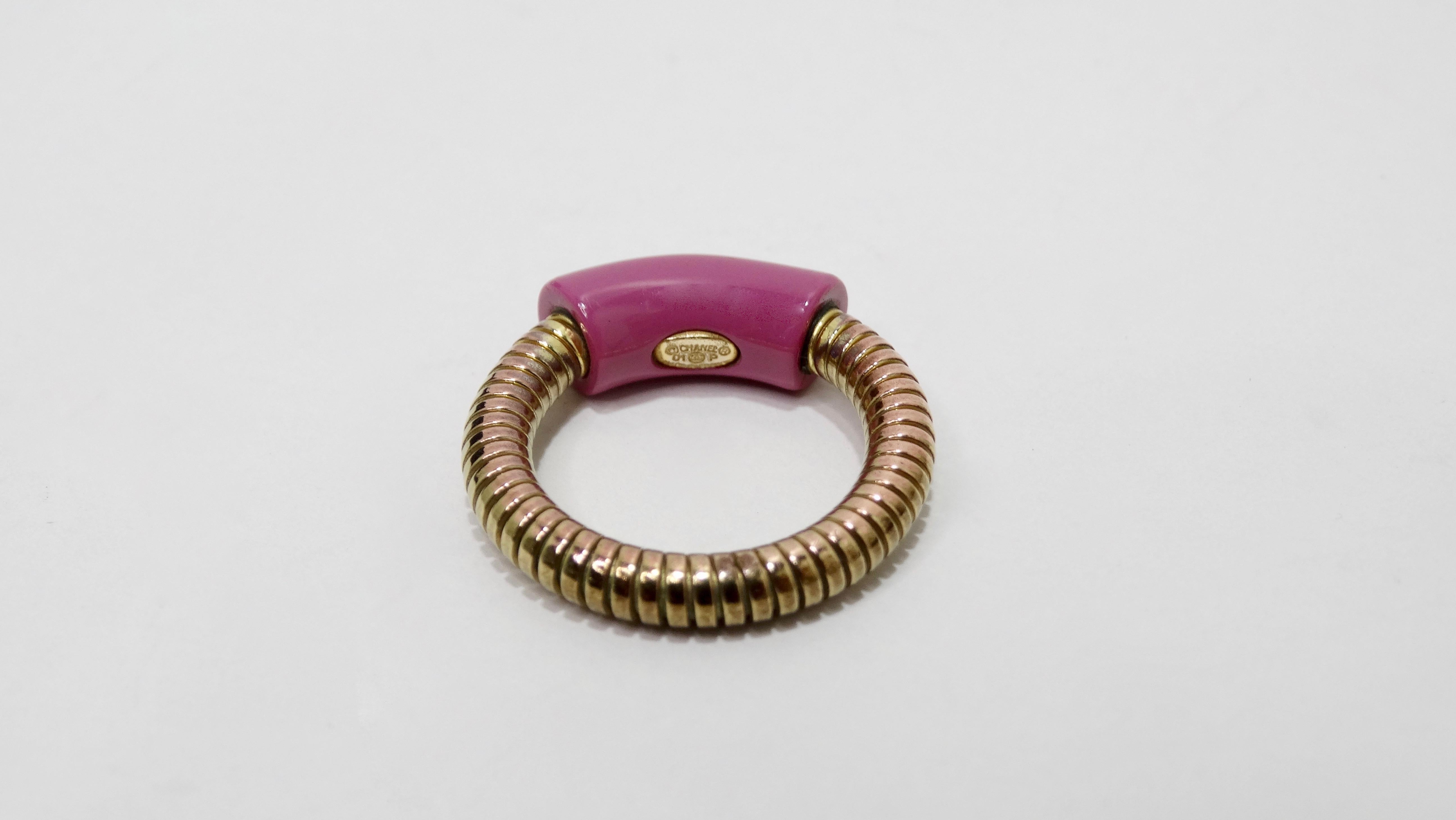 Chanel Spring 2001 Magenta Logo Ring 1