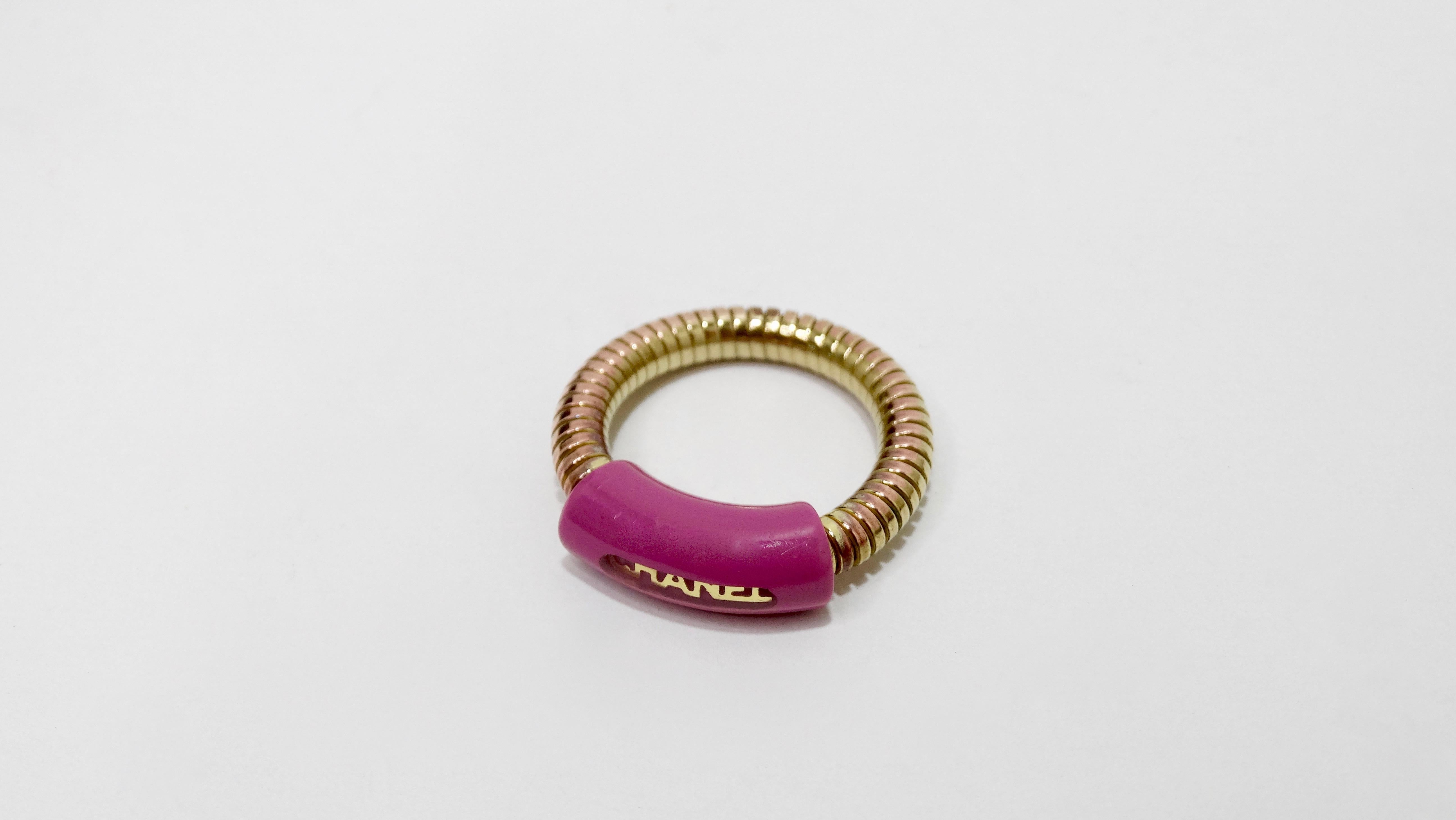 Chanel Spring 2001 Magenta Logo Ring 2