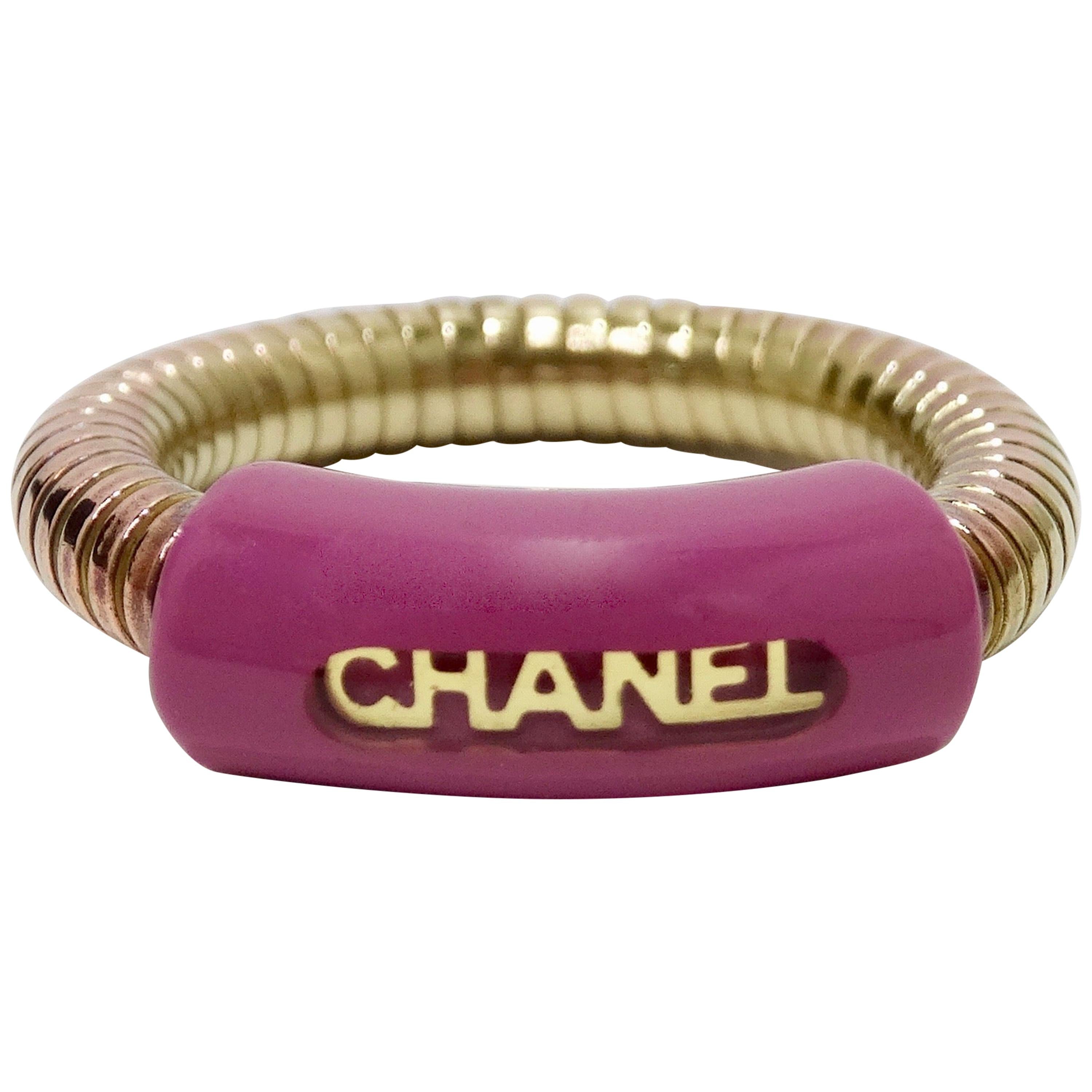 Chanel Spring 2001 Magenta Logo Ring