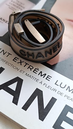 Chanel Spring 2001 Rubber Logo & Clover Belt Silverbuckle Vintage