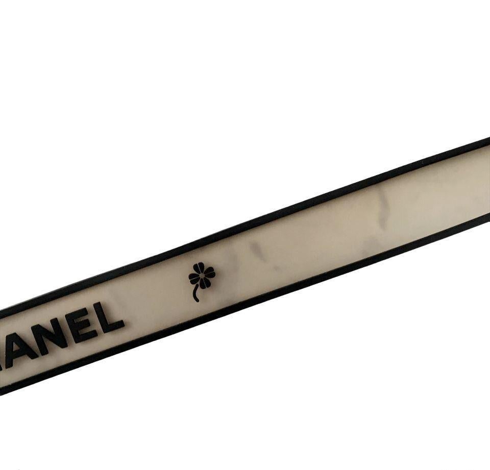 Chanel Spring 2001 Rubber Logo & Clover Belt Silverbuckle Vintage For Sale 6