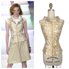 Chanel Spring 2001 Runway Pearl Belt Jacquard Vest FR 36