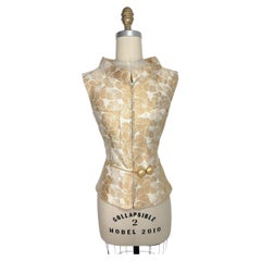 Chanel Spring 2001 Runway Pearl Belt Jacquard Vest FR 36