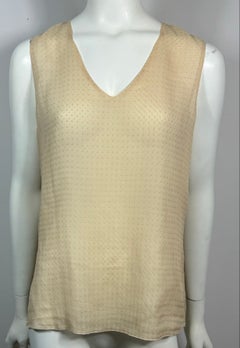 Chanel Spring 2005 Cream Pink and Gold Sleeveless Silk Top-Size 42