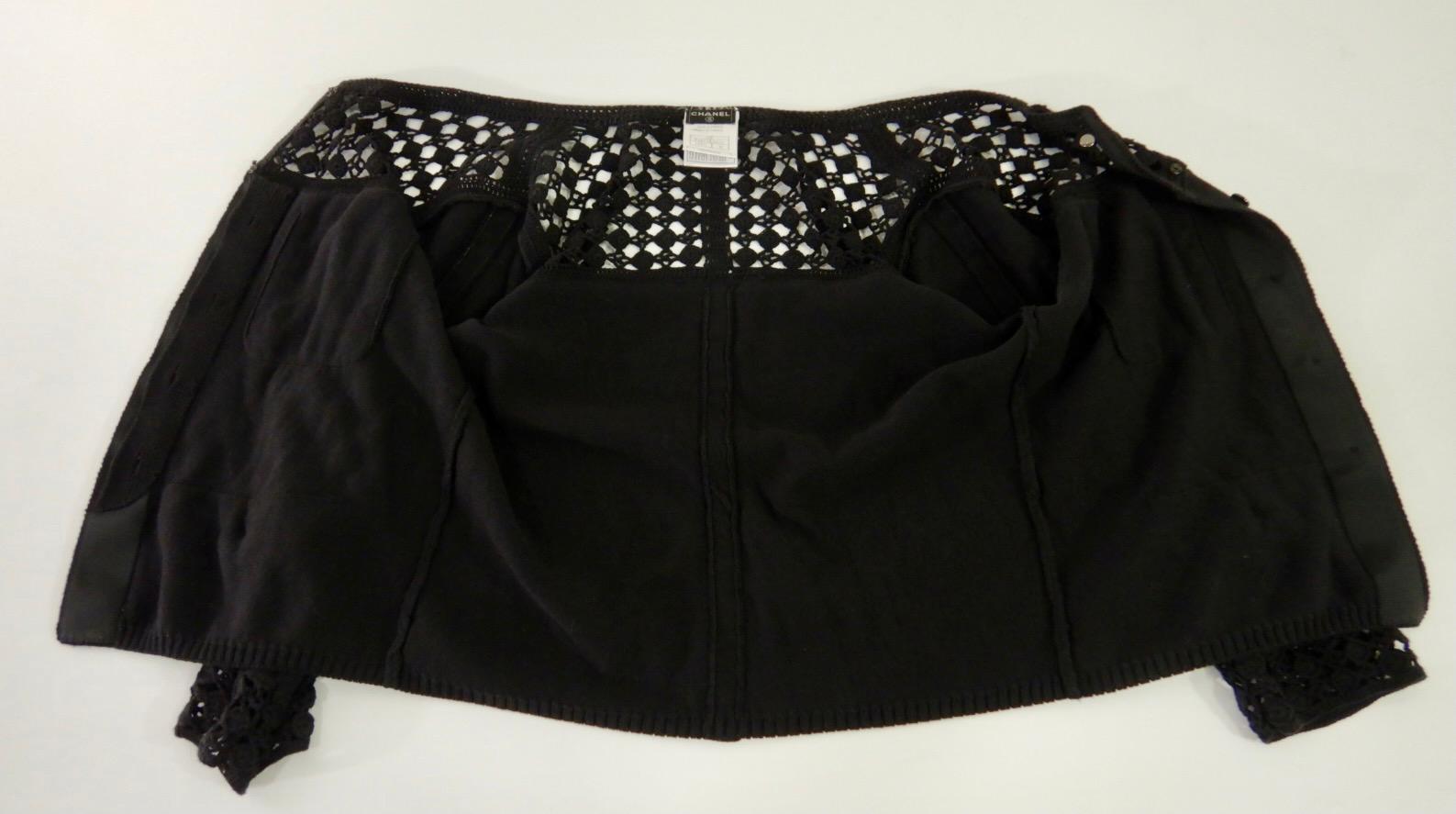 Chanel Spring 2006 Black Knit Cardigan Sweater For Sale 9