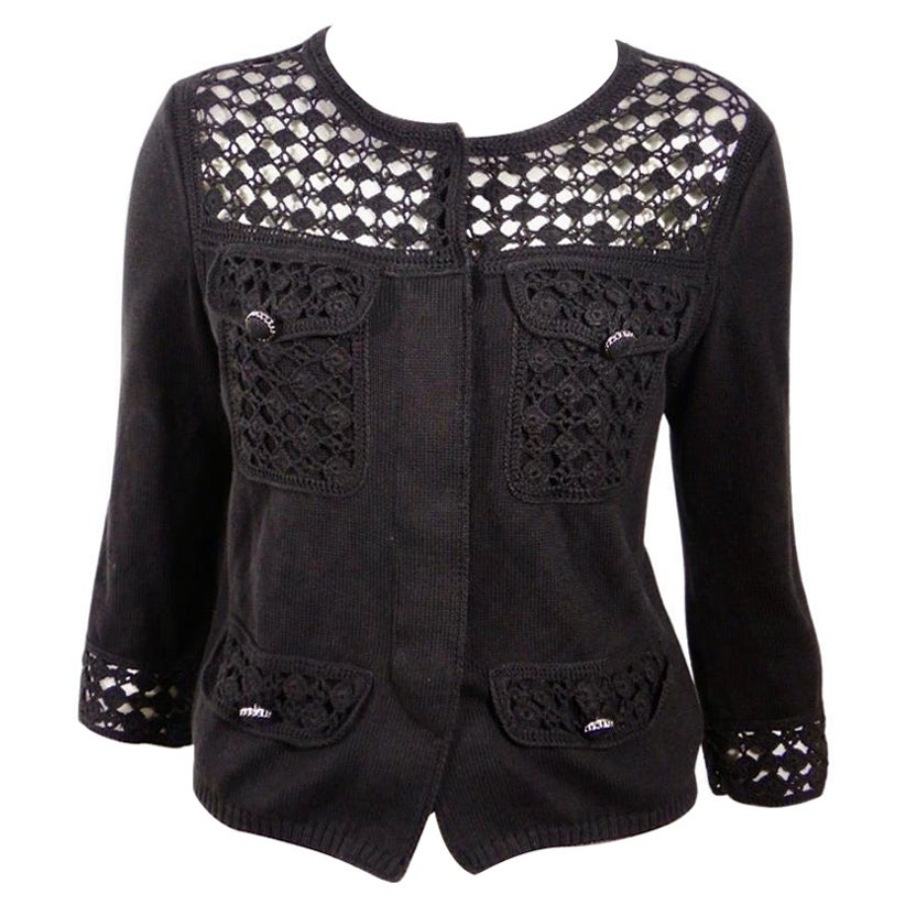 Chanel Frühjahr 2006 Schwarzer Strick-Strickpullover