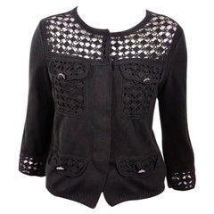 Chanel Spring 2006 Black Knit Cardigan Sweater