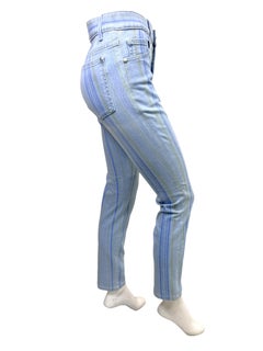 Jeans in denim a righe blu sfumatate Chanel Primavera 2006, taglia FR 36