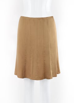 CHANEL Spring 2006 Karl Lagerfeld Bronze Gold Silk Paneling A-Line Mini Skirt