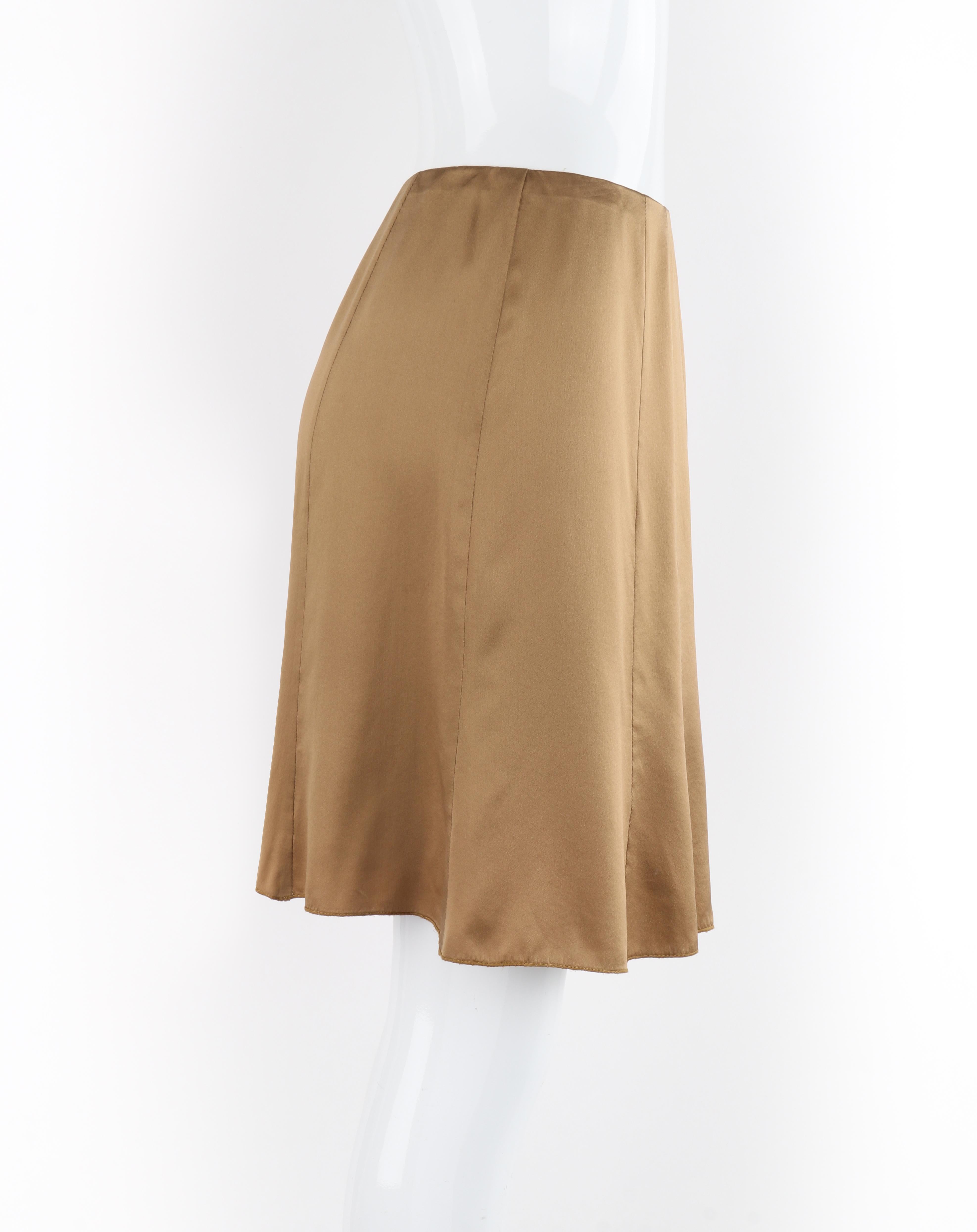 Brown CHANEL Spring 2006 Karl Lagerfeld Bronze Gold Silk Paneling A-Line Mini Skirt For Sale