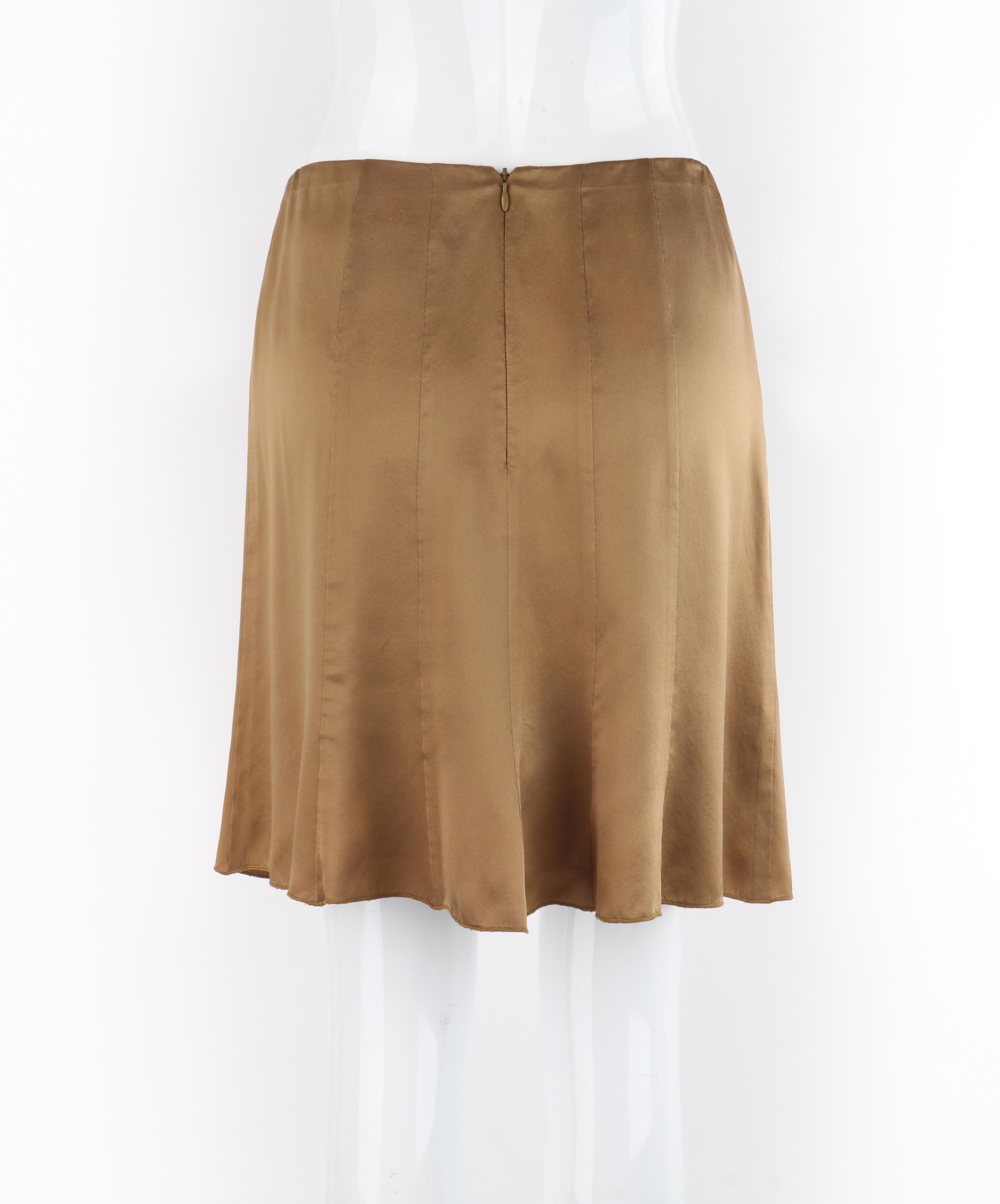 CHANEL Spring 2006 Karl Lagerfeld Bronze Gold Silk Paneling A-Line Mini Skirt In Good Condition For Sale In Thiensville, WI