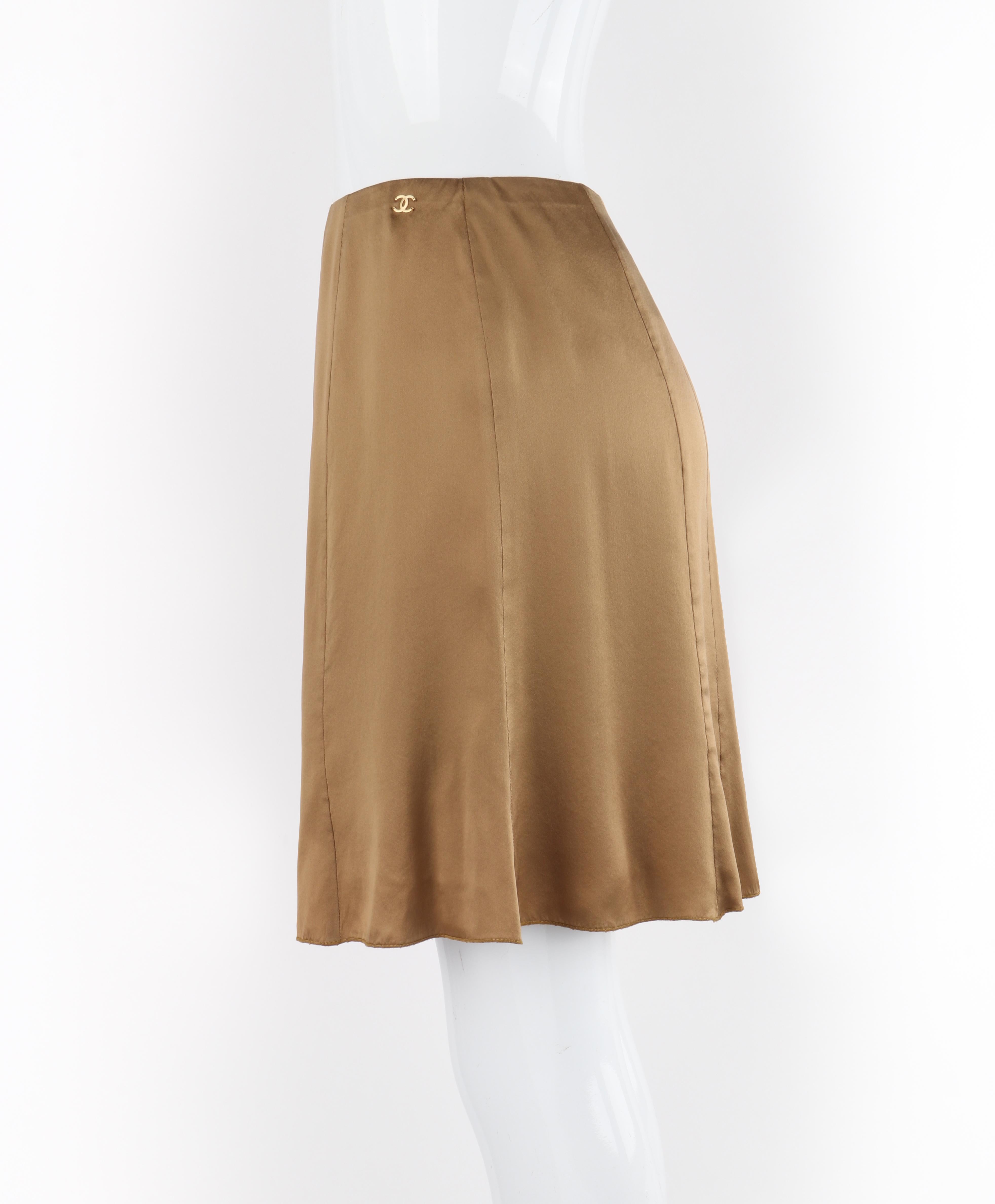 Women's CHANEL Spring 2006 Karl Lagerfeld Bronze Gold Silk Paneling A-Line Mini Skirt For Sale