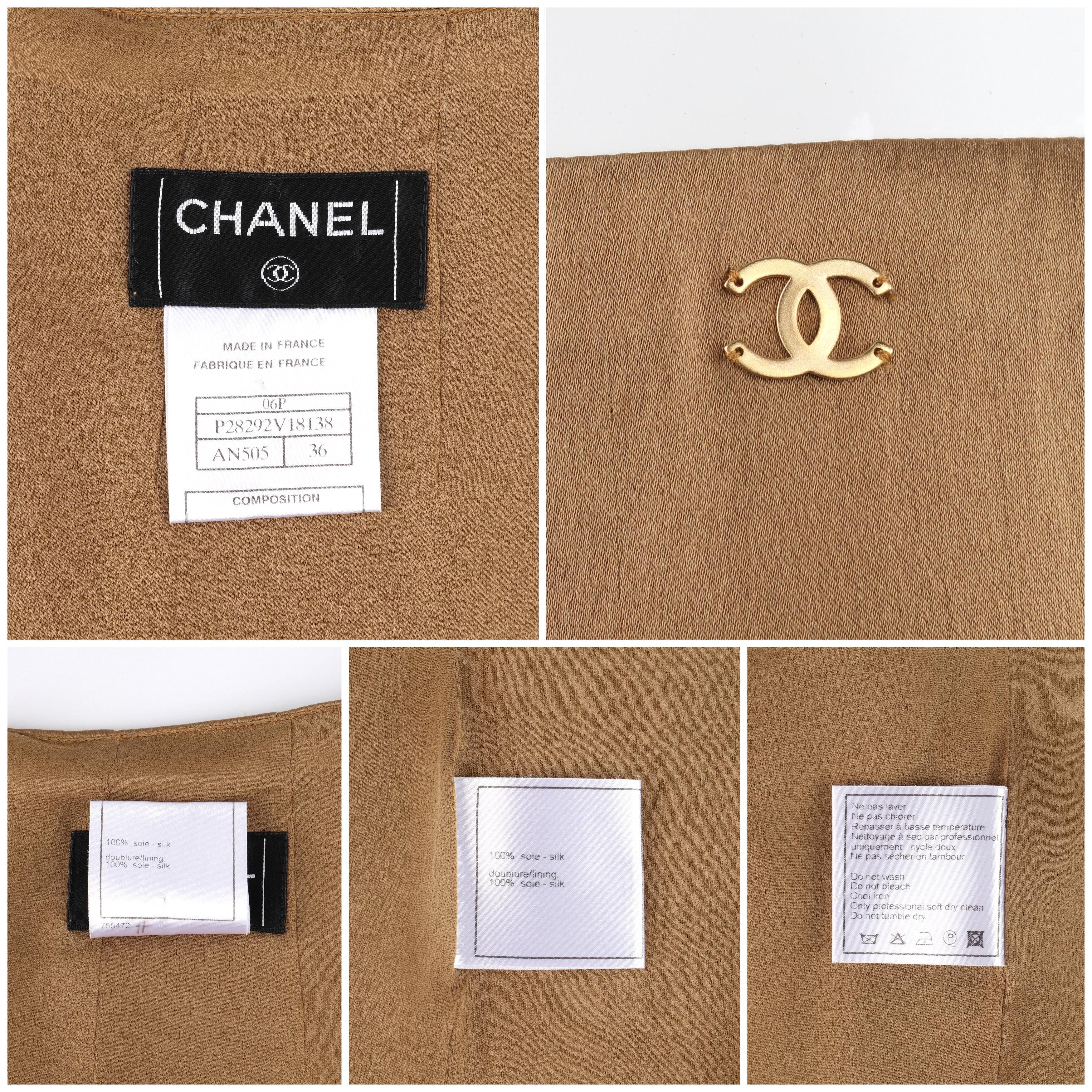 CHANEL Spring 2006 Karl Lagerfeld Bronze Gold Silk Paneling A-Line Mini Skirt For Sale 1