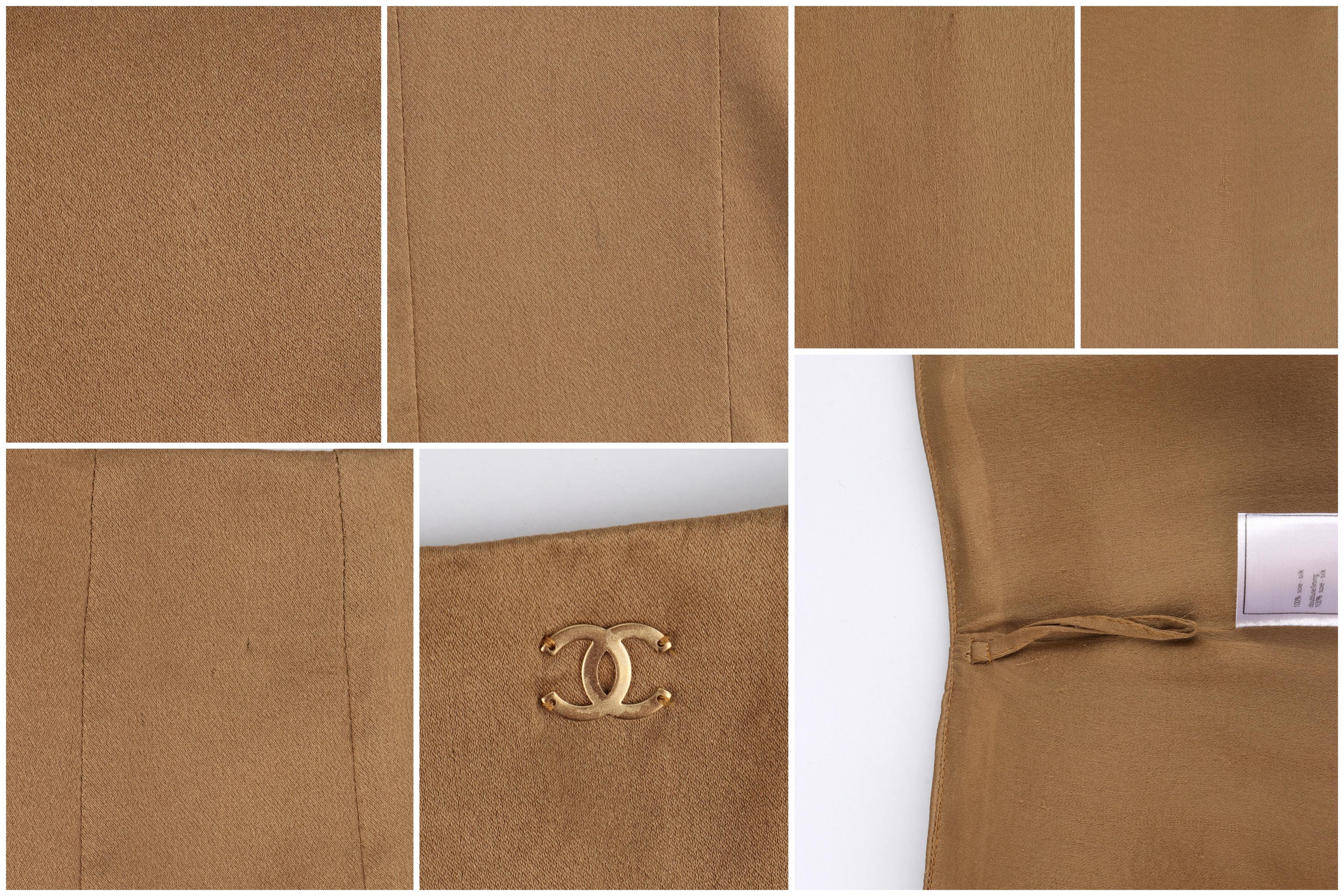 CHANEL Spring 2006 Karl Lagerfeld Bronze Gold Silk Paneling A-Line Mini Skirt For Sale 2