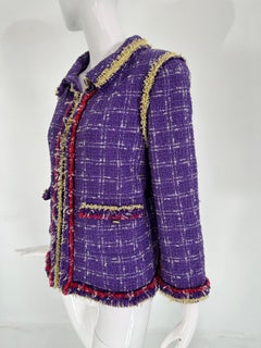 Chanel Spring 2006P Look 16 Purple Red Black Yellow Tweed Jacket 40