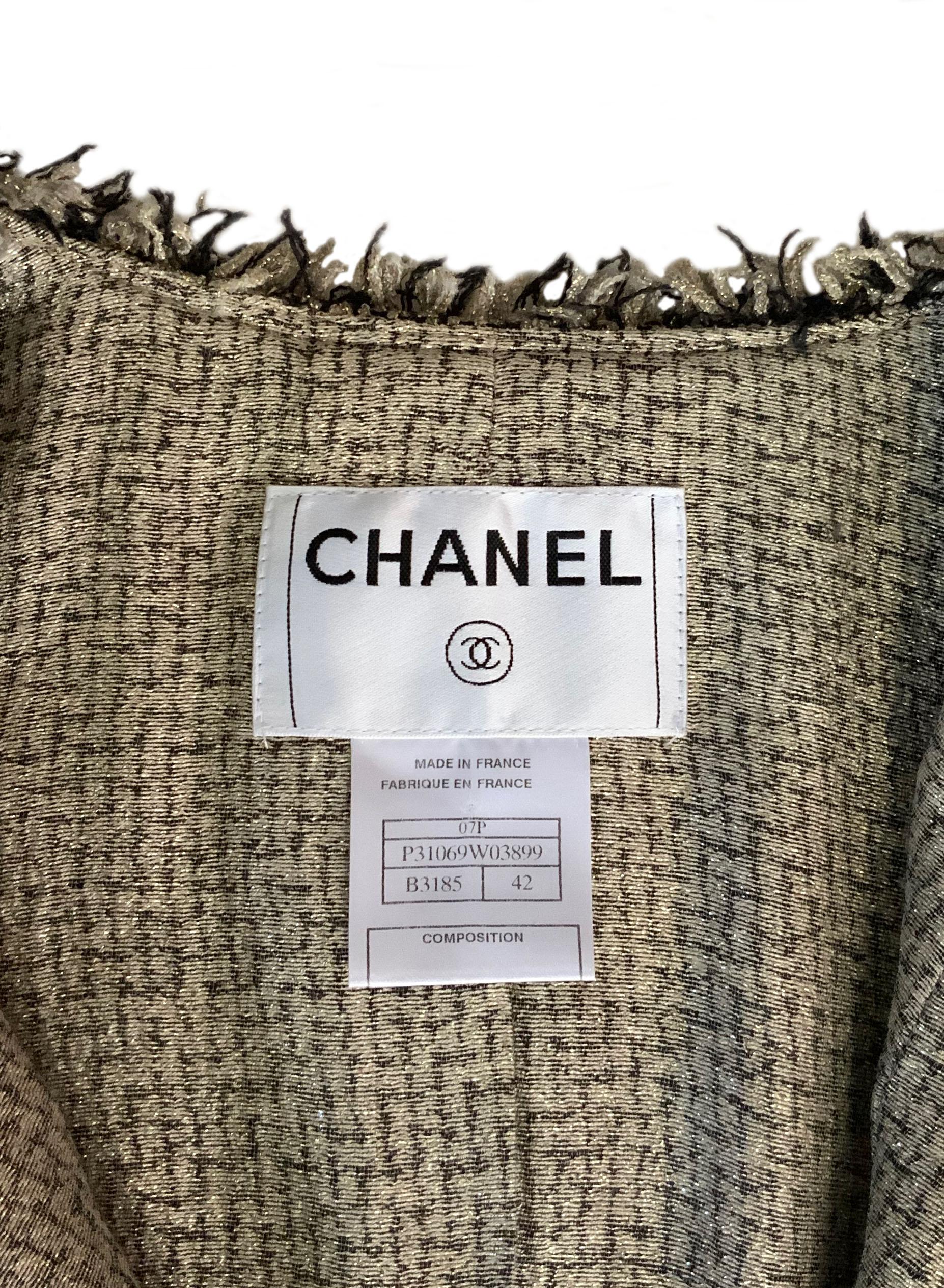 Chanel Spring 2007 Gold Lurex Beige and Black Tweed Jacket 2