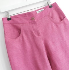 Chanel Spring 2007 Pink Slubbed Silk Flared Trousers