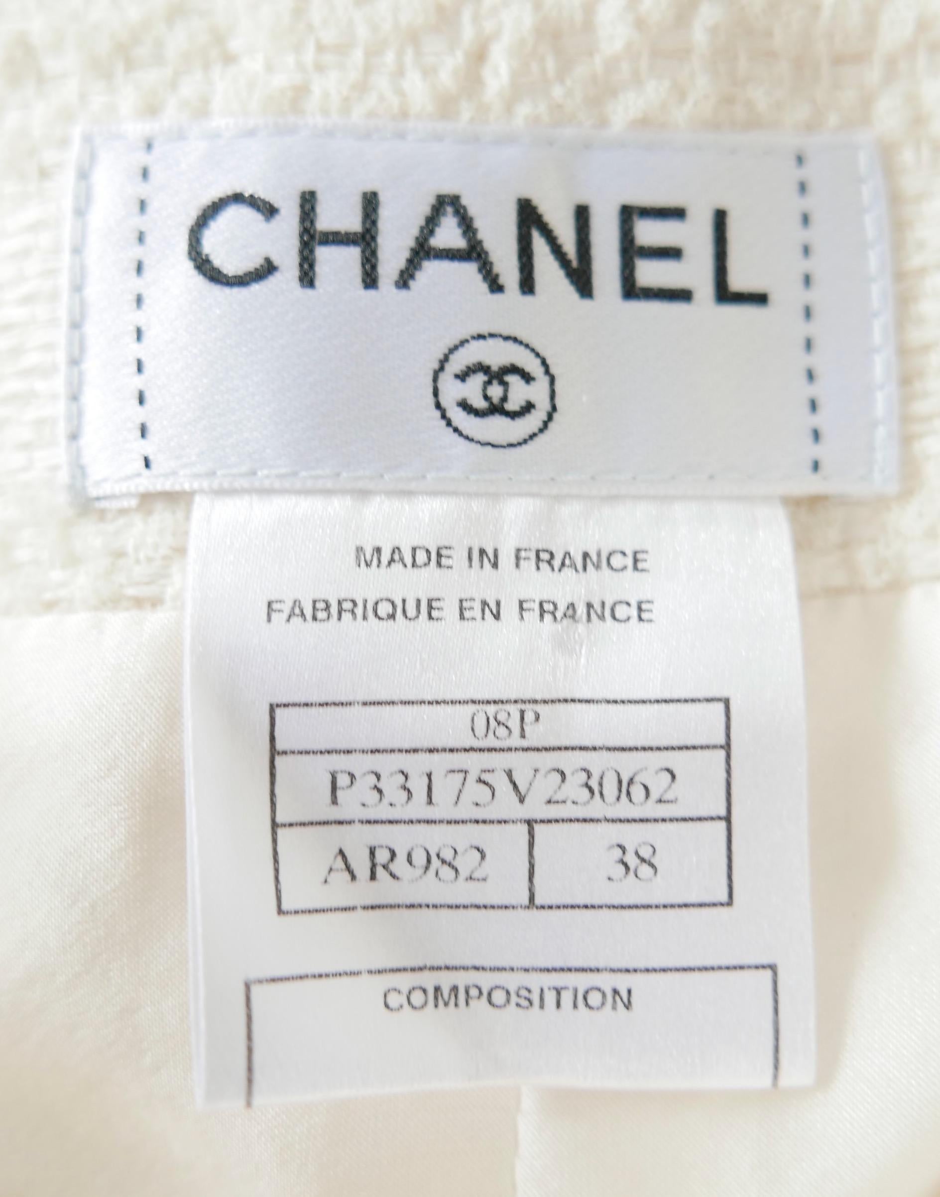 Gonna in tweed fantasia crema Chanel primavera 2008 in vendita 2