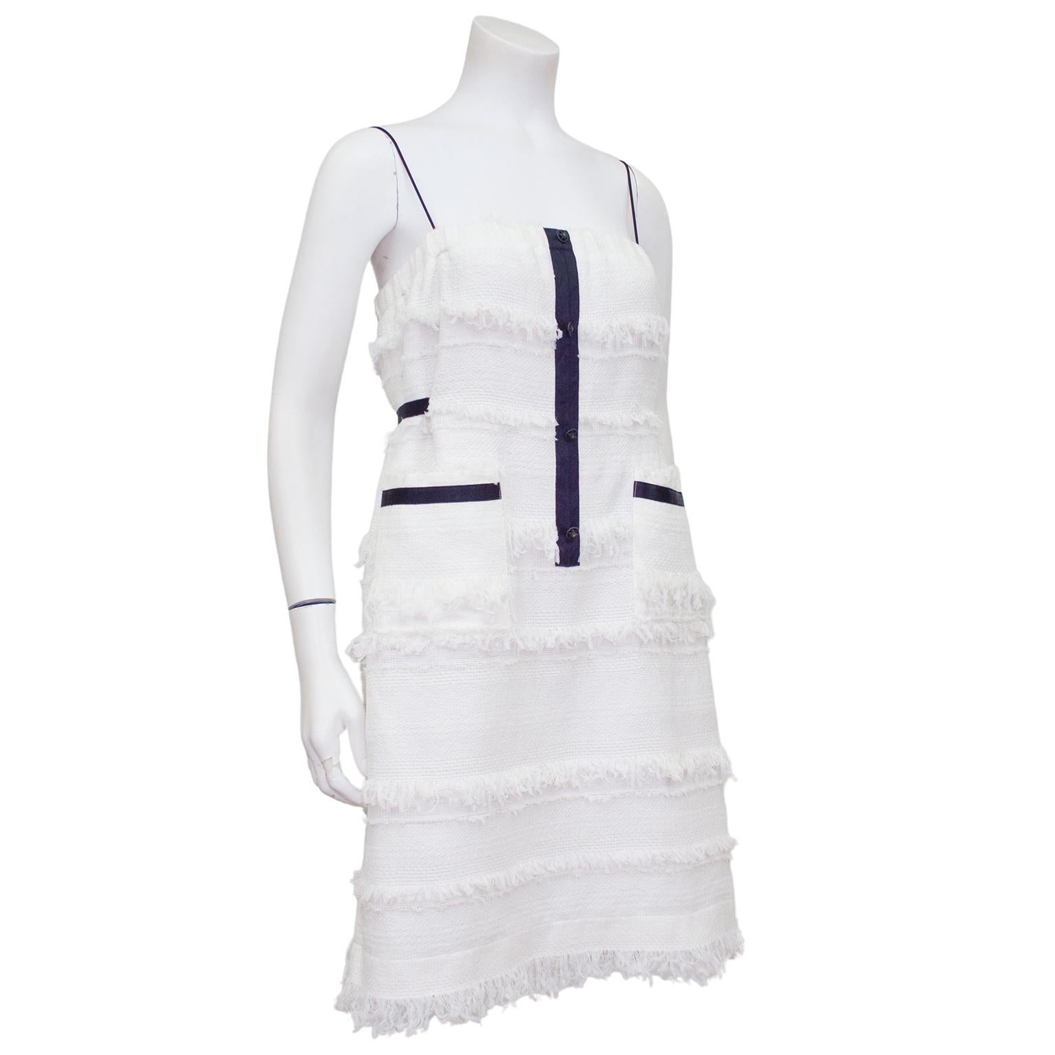 Chanel Spring 2008 Runway White Woven Wool Mini Dress with 
