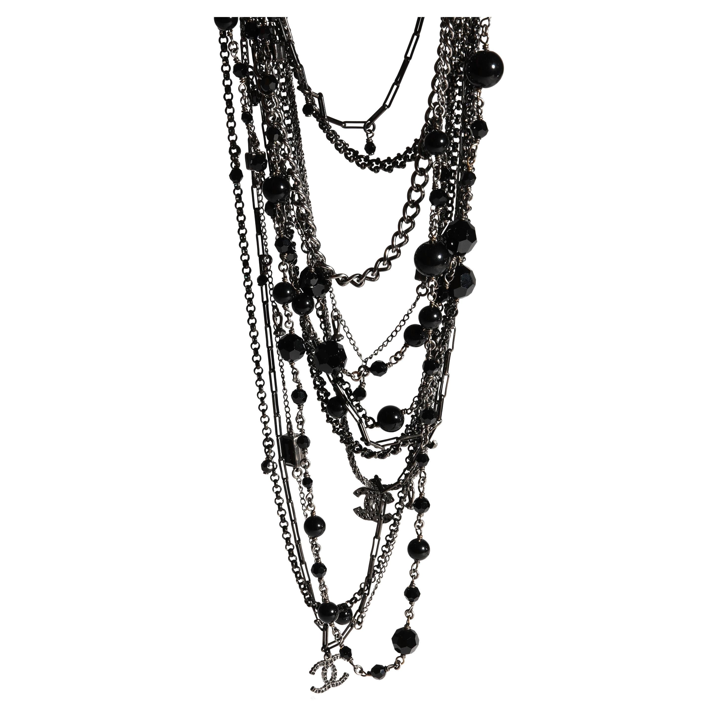 Chanel Spring 2009 Double Brooch Chain with Black Gripox & Strass