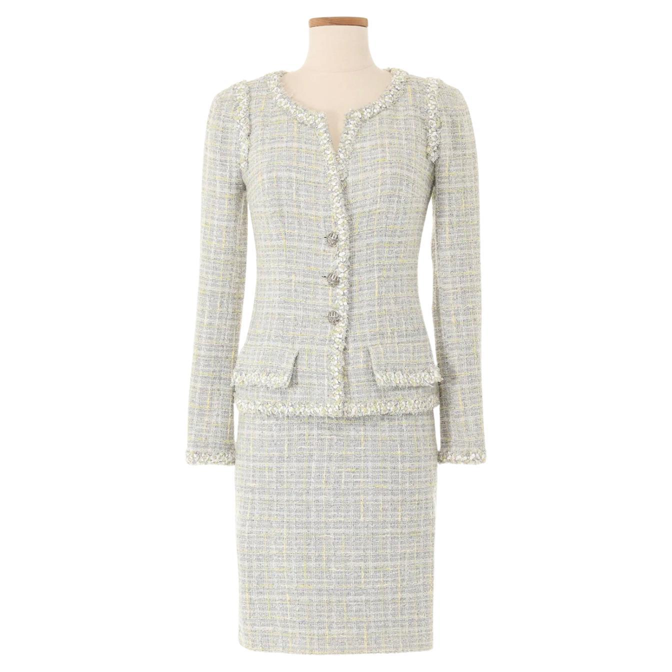 Chanel Spring 2009 Grey Tweed Skirt Suit For Sale