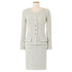 Tailleur jupe en tweed gris Chanel printemps 2009