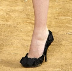 Chanel Spring 2010 3D Camellia Embellished Heels Black
