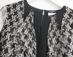 Chanel Spring 2010 Houndstooth Silk Frilled Blouse