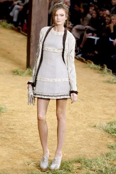 CHANEL Spring 2010 Jewel Couture Embroidery Beige Linen Jacket 44 FR