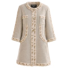 CHANEL Spring 2010 Jewel Couture Embroidery Beige Linen Jacket 44 FR