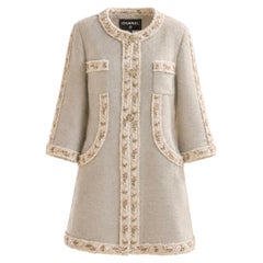 CHANEL Spring 2010 Jewel Couture Embroidery Beige Linen Jacket 44 FR