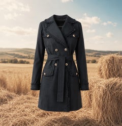 Chanel Spring 2010 Pastoral Black Trench CC Gripoix Buttons 34 FR