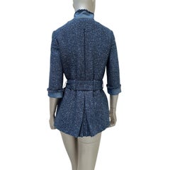 Chanel Spring 2012 Blue Tweed Denim Belted Jacket Size FR 38