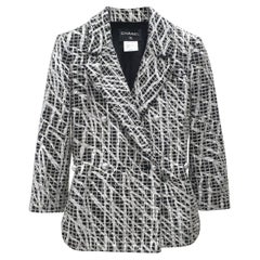 CHANEL Spring 2012 Graffiti Tweed Black White Jacket Sz.38