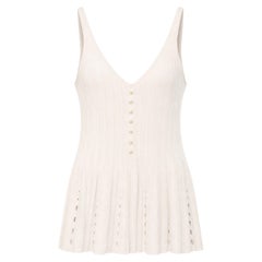 Chanel Spring 2012 Pale Pink Accordion Knit Pearl Button Peplum Hem Top