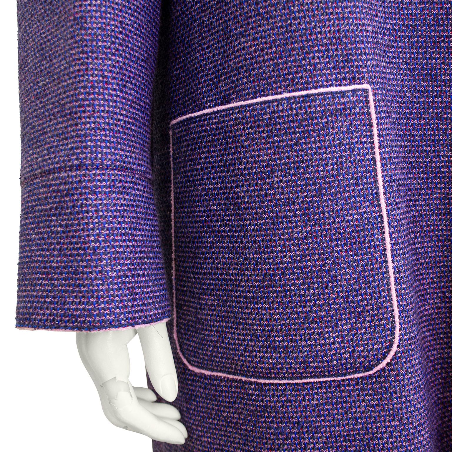 Chanel Spring 2013 Purple Tweed Open Front Coat In Good Condition In Toronto, Ontario