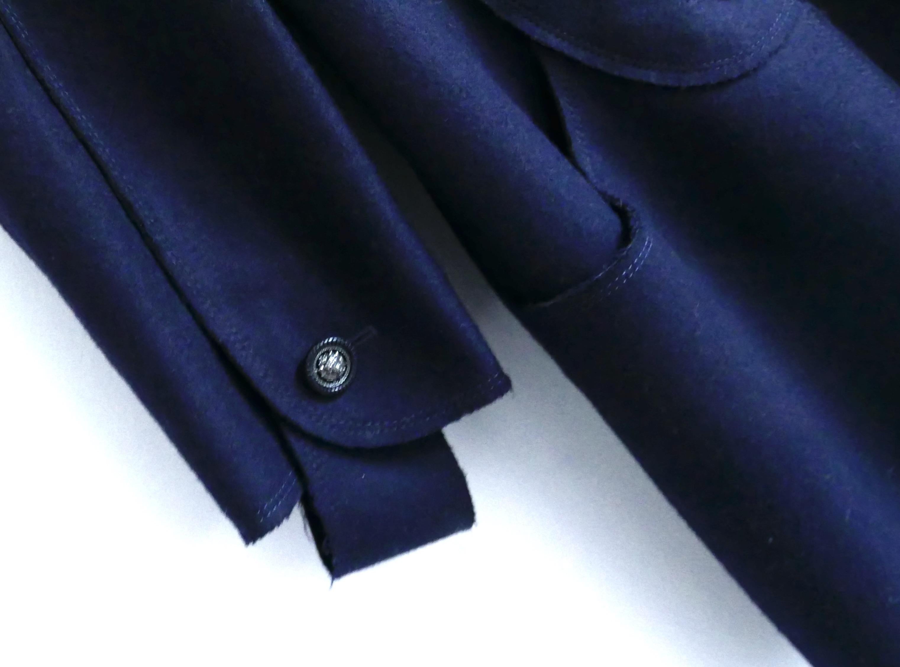 Black Chanel Spring 2014 Navy Wool Felt Coat For Sale