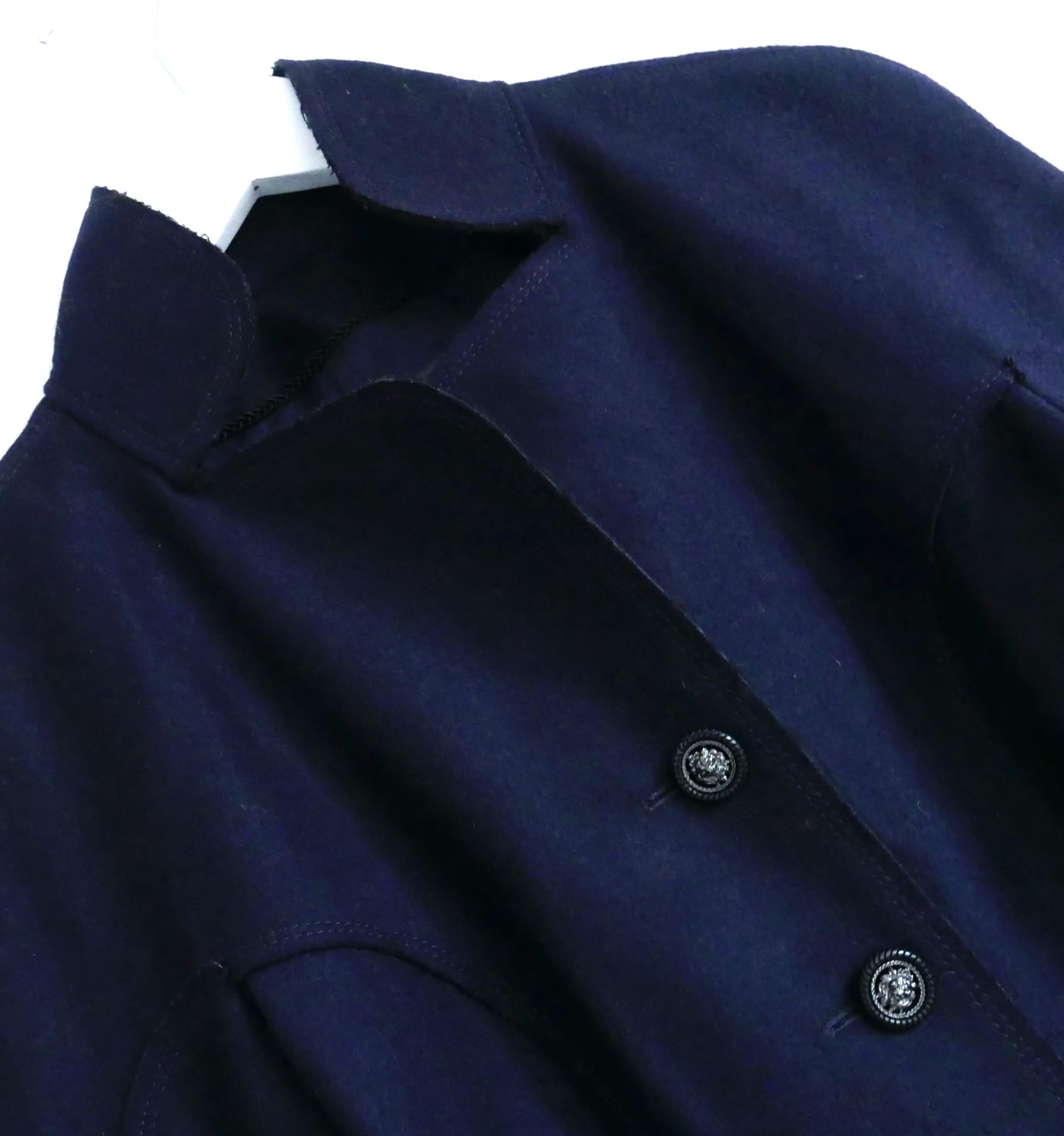 Chanel Spring 2014 Navy Wool Felt Coat In New Condition For Sale In London, GB