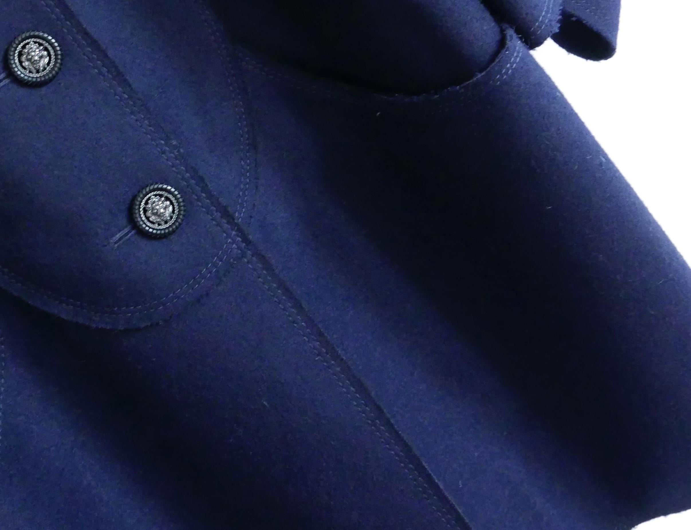 Women's Chanel Spring 2014 Navy Wool Felt Coat For Sale