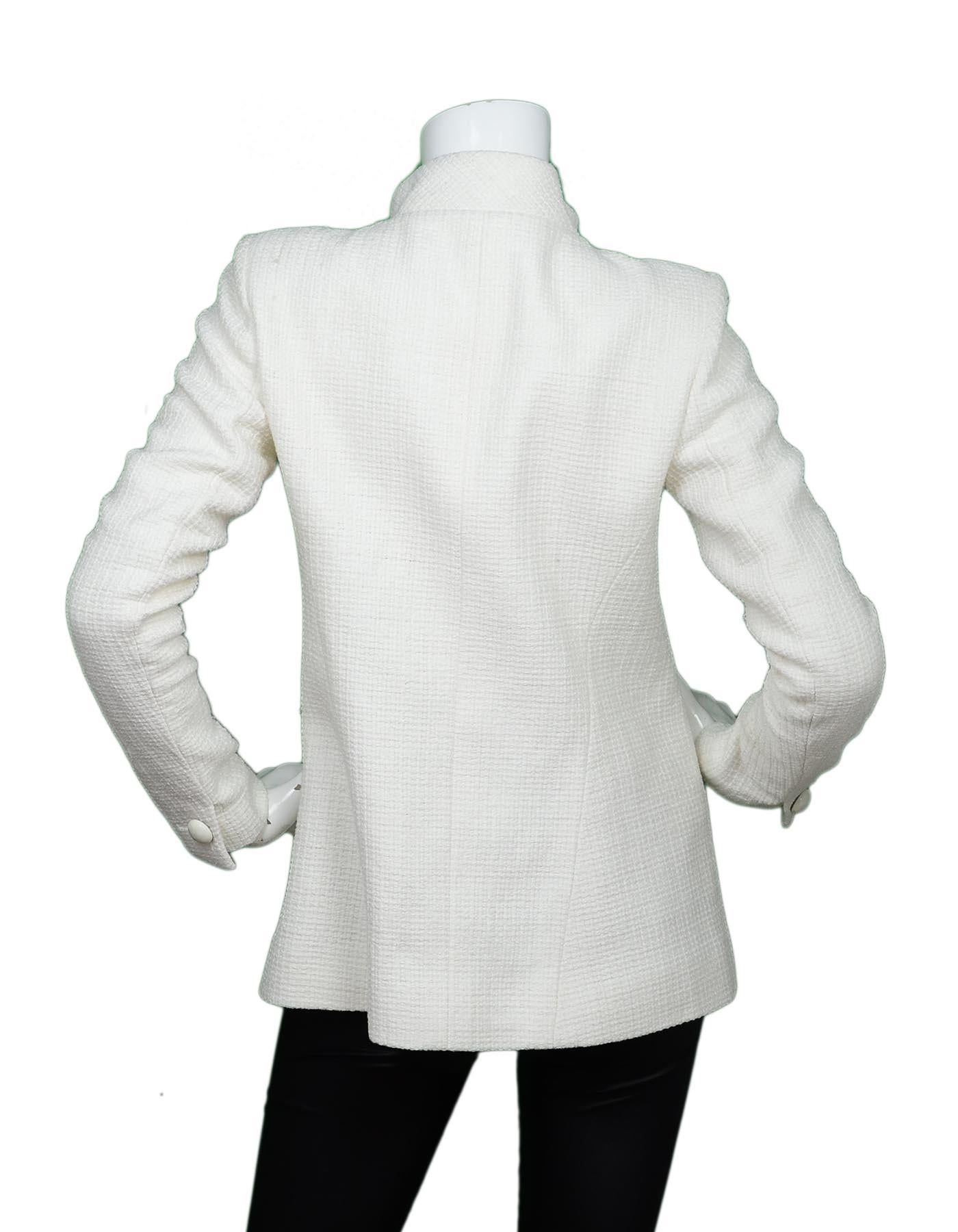 Gray Chanel Spring 2015 Ivory Wrap Jacket W/ Pockets Sz 38