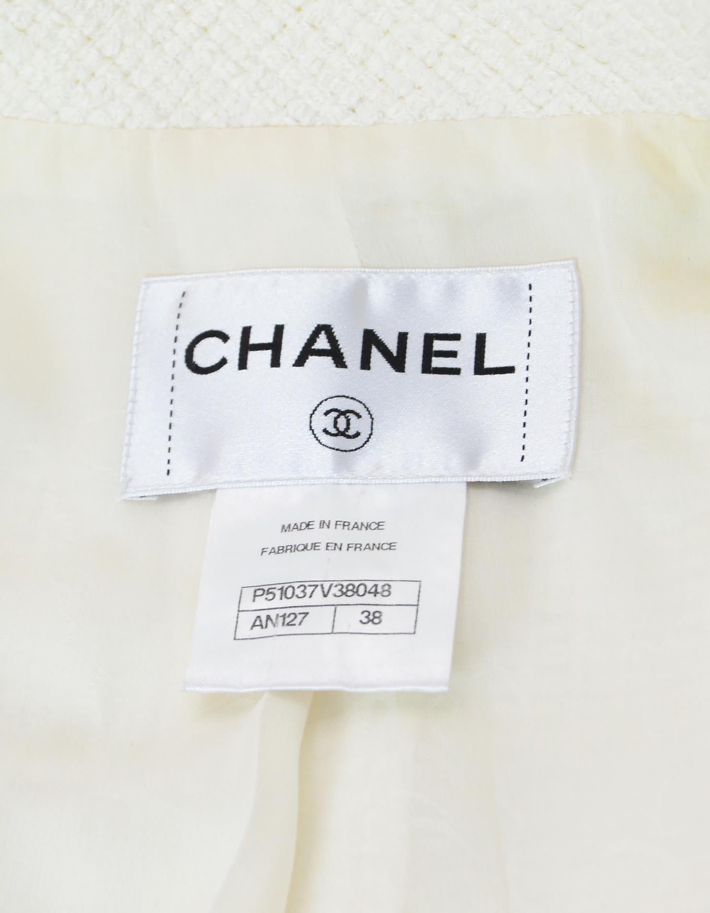 Chanel Spring 2015 Ivory Wrap Jacket W/ Pockets Sz 38 In Good Condition In New York, NY
