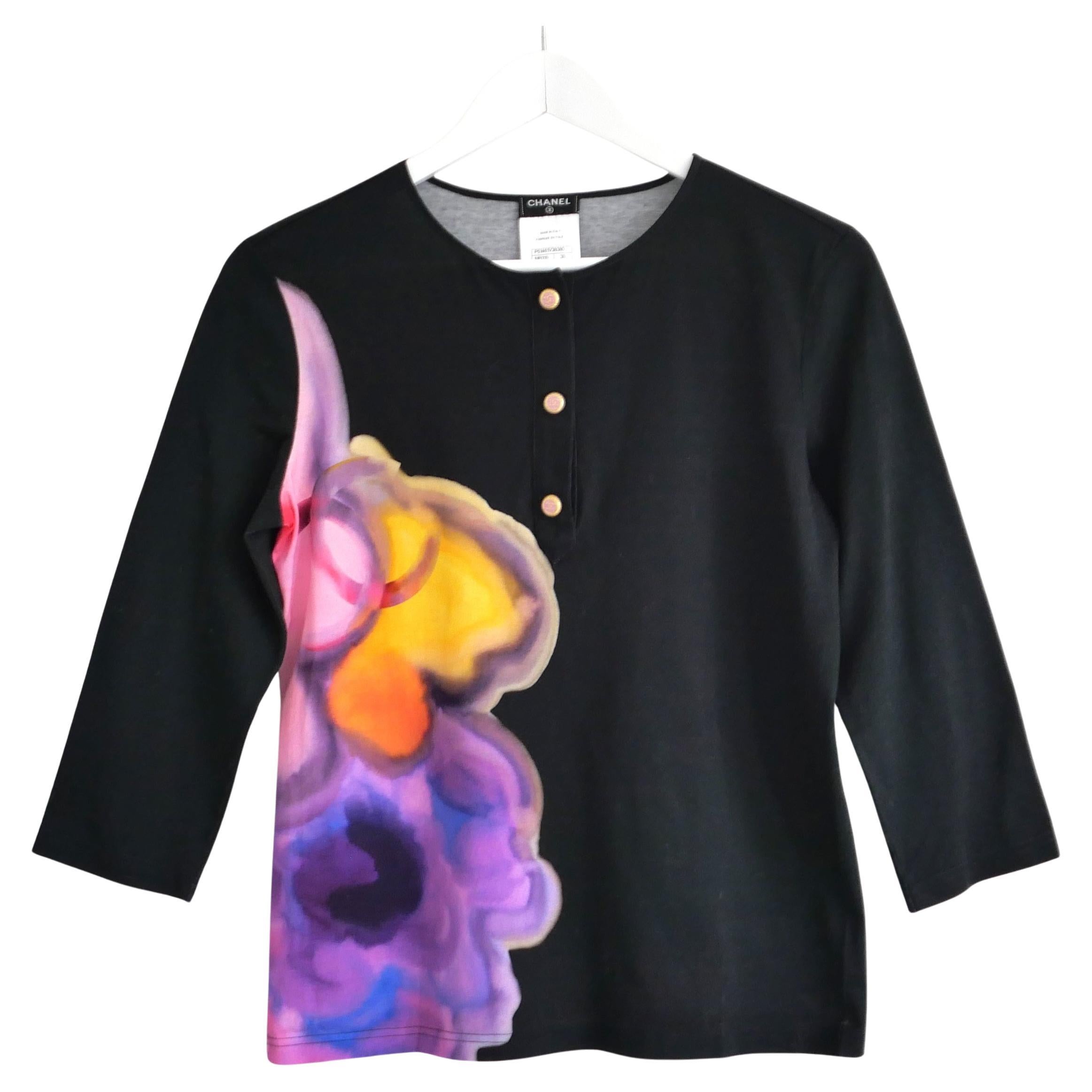 Chanel Spring 2015 Neon Floral Print Top For Sale